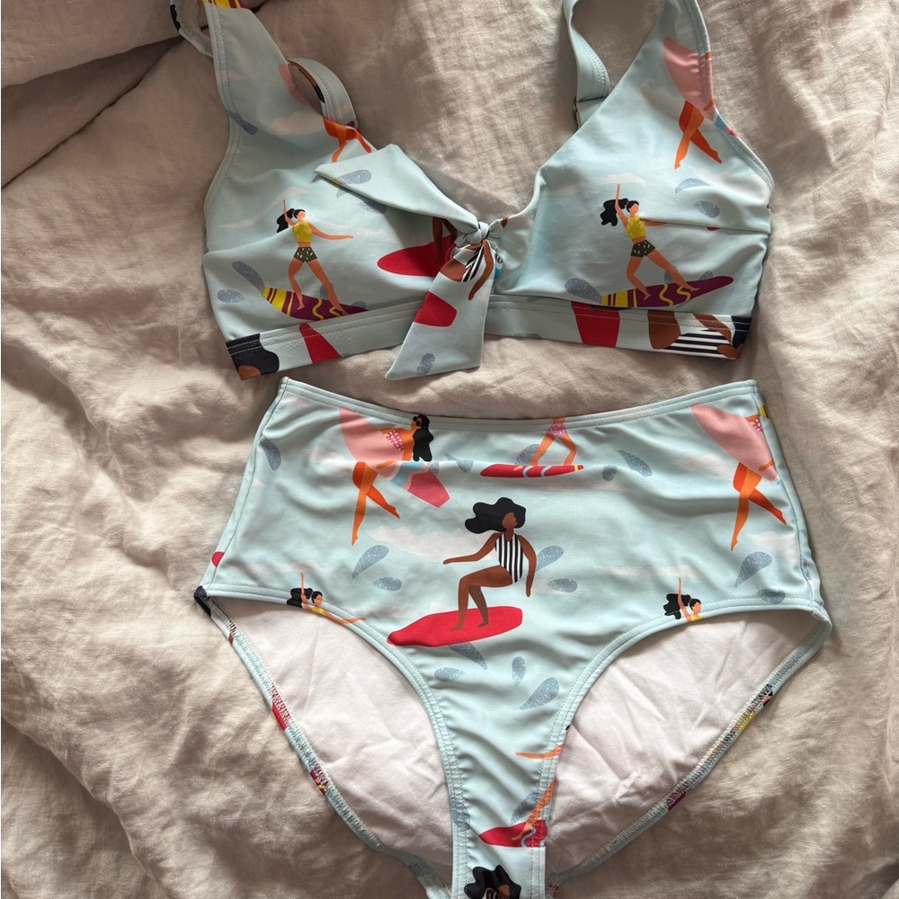 Modcloth Multicolor Surf Print Bikini